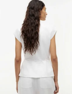 Linen Rich V-Neck Tie Detail Vest
