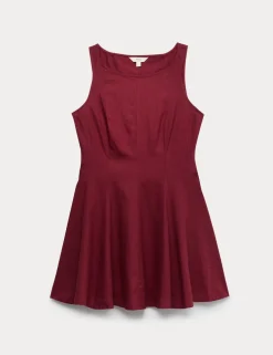 Linen Rich Waisted Mini Shift Dress