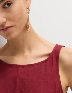Linen Rich Waisted Mini Shift Dress