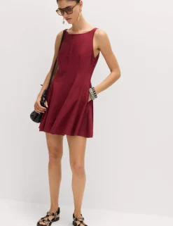 Linen Rich Waisted Mini Shift Dress
