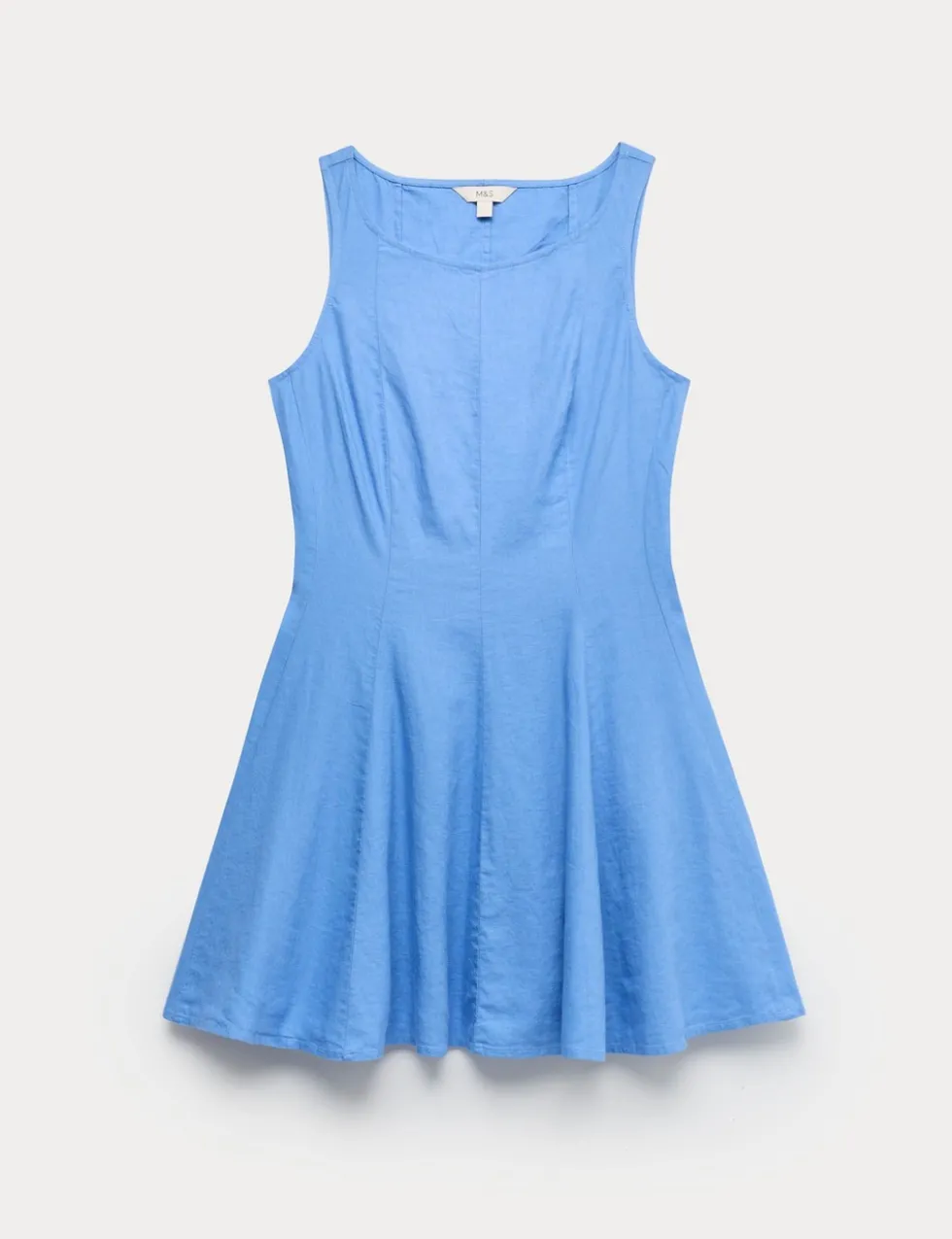 Linen Rich Waisted Mini Shift Dress