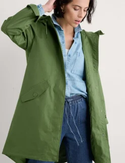 Linen Rich Waterproof Hooded Longline Coat