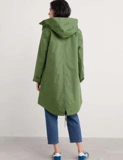 Linen Rich Waterproof Hooded Longline Coat