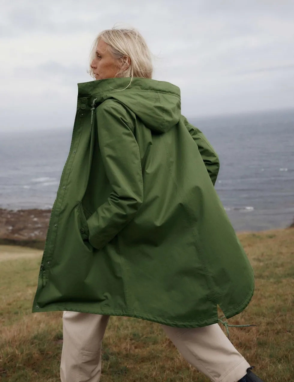 Linen Rich Waterproof Hooded Longline Coat