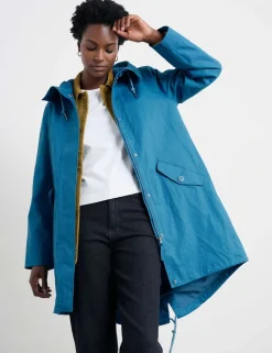 Linen Rich Waterproof Hooded Longline Raincoat