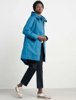 Linen Rich Waterproof Hooded Longline Raincoat