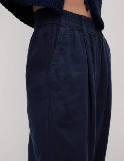 Linen Rich Wide Leg Cropped Trousers