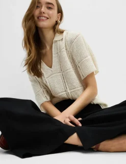 Linen Rich Wide Leg Cropped Trousers