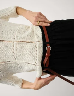 Linen Rich Wide Leg Cropped Trousers