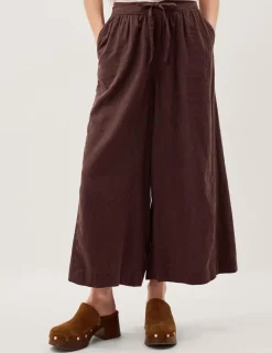 Linen Rich Wide Leg Cropped Trousers