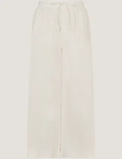 Linen Rich Wide Leg Cropped Trousers