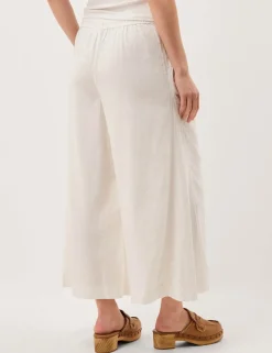 Linen Rich Wide Leg Cropped Trousers
