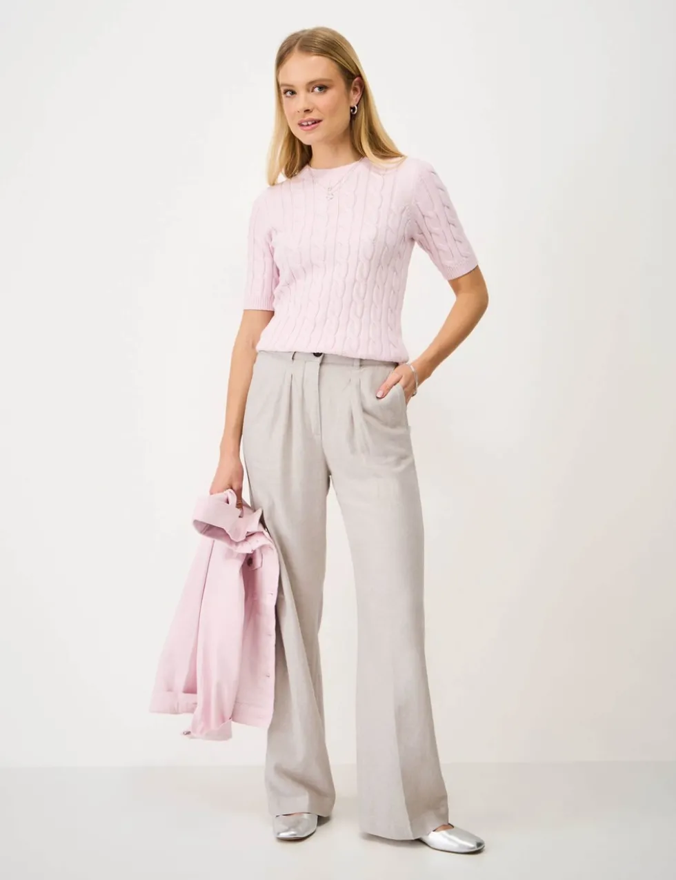 Linen Rich Wide Leg Trousers