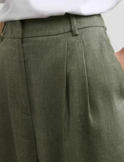 Linen Rich Wide Leg Trousers with Wool