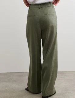 Linen Rich Wide Leg Trousers with Wool