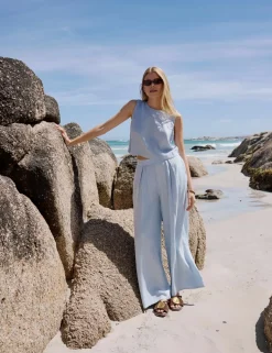 Linen Rich Wide Leg Trousers