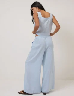 Linen Rich Wide Leg Trousers