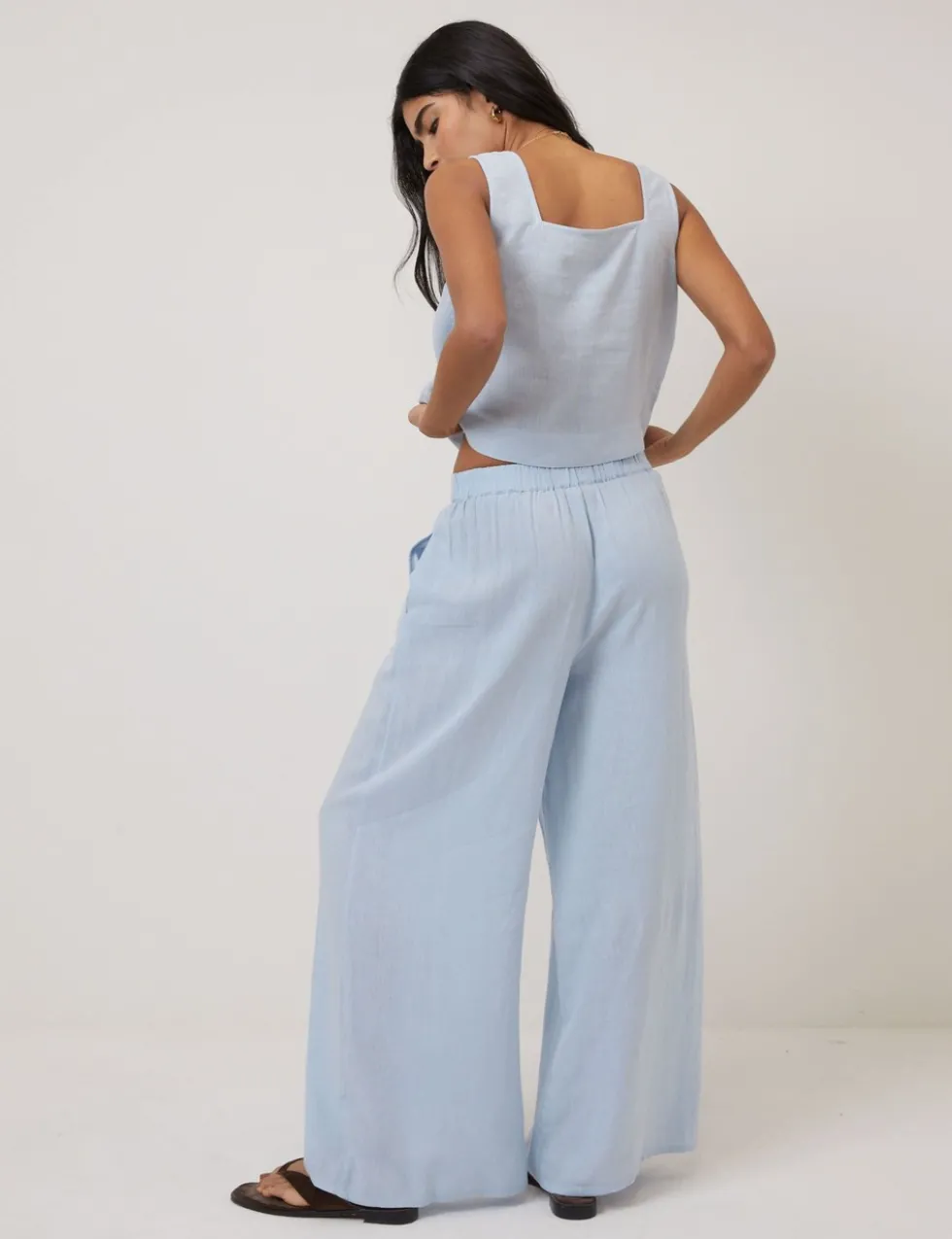Linen Rich Wide Leg Trousers
