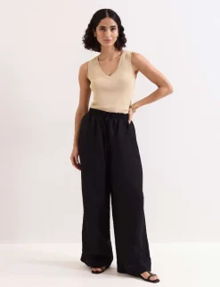 Linen Rich Wide Leg Trousers