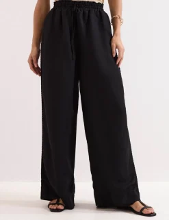 Linen Rich Wide Leg Trousers