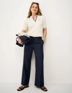 Linen Rich Wide Leg Trousers