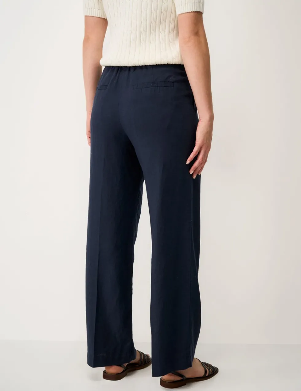 Linen Rich Wide Leg Trousers