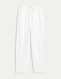 Linen-Rich Drawstring Tapered Trousers