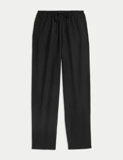 Linen-Rich Drawstring Tapered Trousers