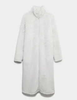 Long Pile Fleece Zipped Dressing Gown