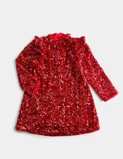 Long Sleeve Sequin Dress (2-10 Yrs)