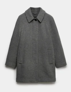 Longline Car Coat with Wool