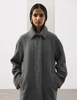 Longline Car Coat with Wool