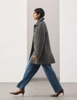 Longline Car Coat with Wool