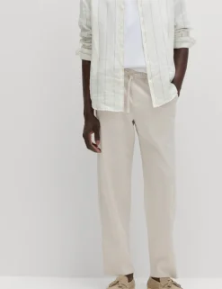 Loose Fit Linen Blend Elasticated Waist Trousers