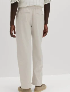 Loose Fit Linen Blend Elasticated Waist Trousers
