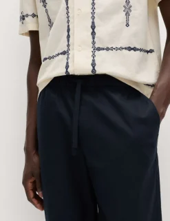 Loose Fit Linen Blend Elasticated Waist Trousers