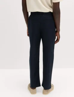 Loose Fit Linen Blend Elasticated Waist Trousers