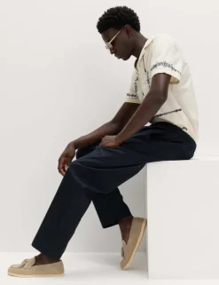 Loose Fit Linen Blend Elasticated Waist Trousers