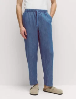 Loose Fit Linen Blend Elasticated Waist Trousers