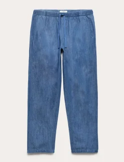 Loose Fit Linen Blend Elasticated Waist Trousers
