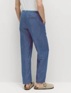 Loose Fit Linen Blend Elasticated Waist Trousers