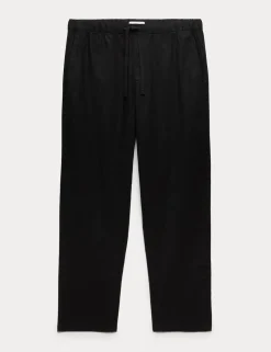 Loose Fit Linen Blend Elasticated Waist Trousers