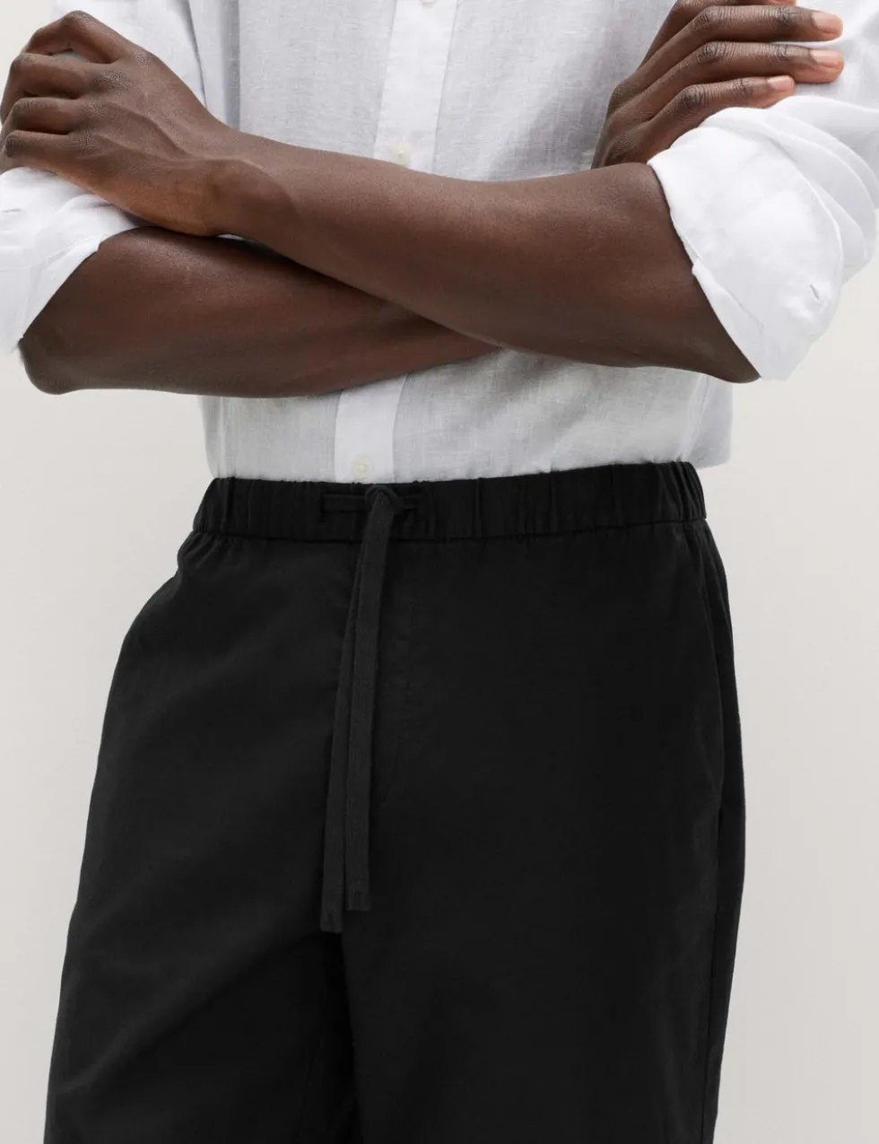 Loose Fit Linen Blend Elasticated Waist Trousers