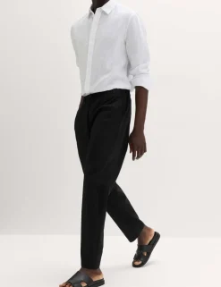 Loose Fit Linen Blend Elasticated Waist Trousers