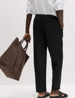 Loose Fit Linen Blend Elasticated Waist Trousers