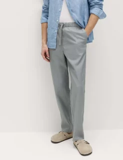 Loose Fit Linen Blend Elasticated Waist Trousers