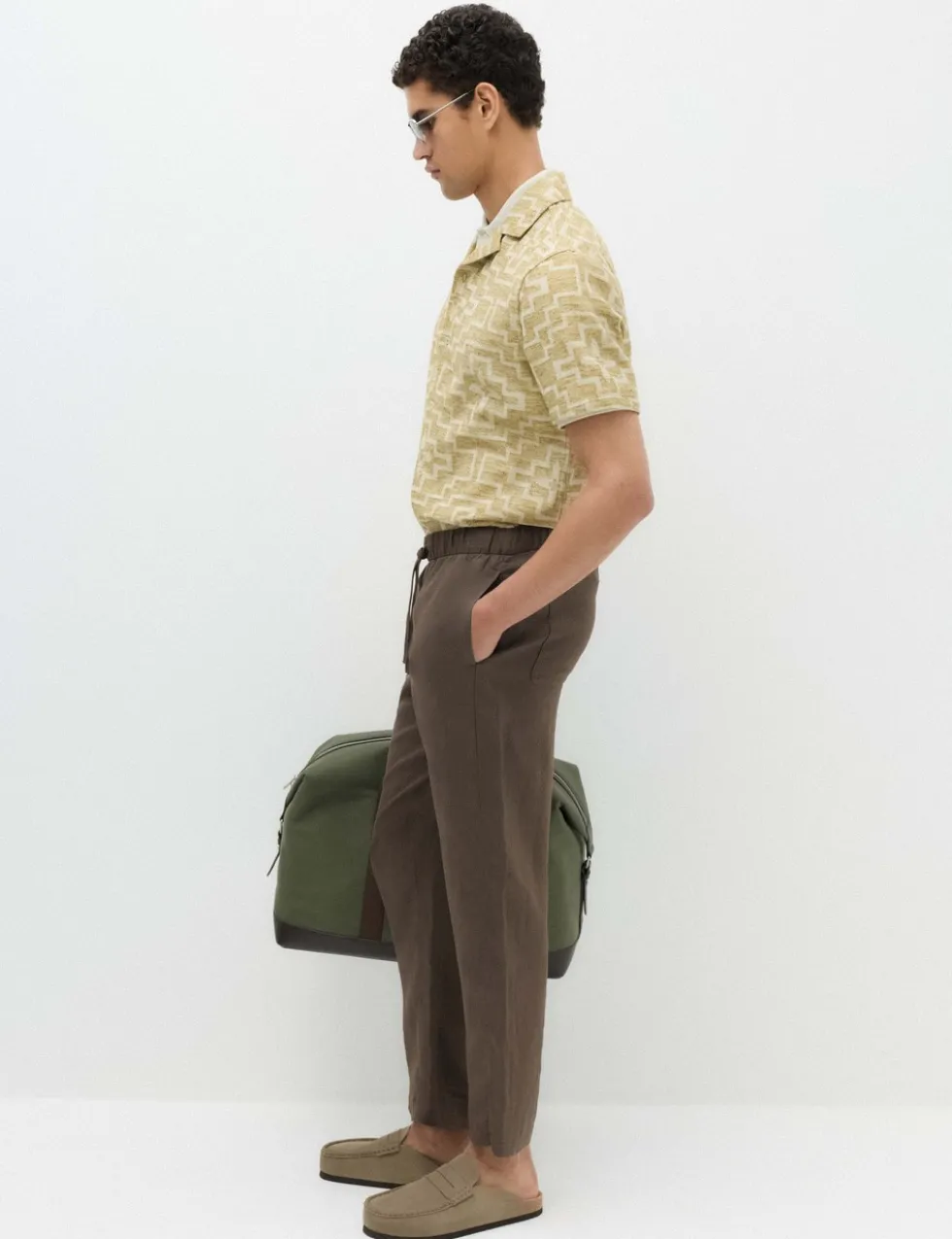 Loose Fit Pure Linen Elasticated Waist Trousers