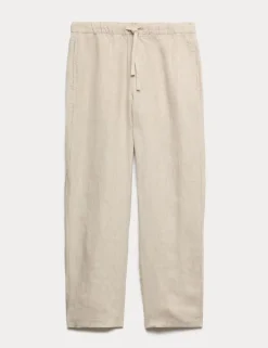 Loose Fit Pure Linen Elasticated Waist Trousers