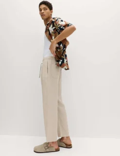 Loose Fit Pure Linen Elasticated Waist Trousers