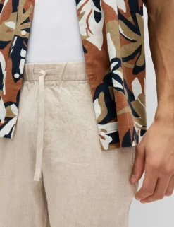 Loose Fit Pure Linen Elasticated Waist Trousers